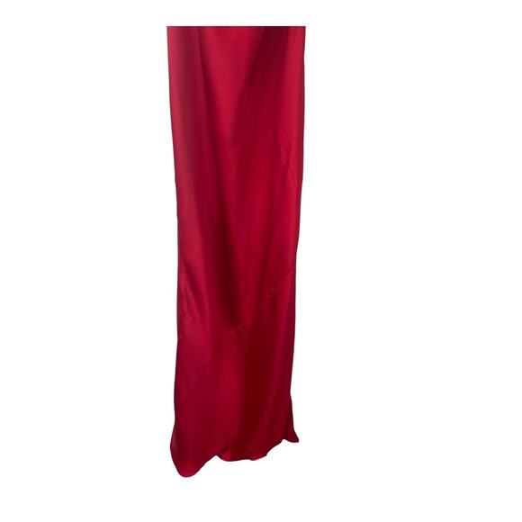 Norma Kamali One Shoulder Bias Maxi Gown Draped Back Satin Tiger Red Sz XS/34 - Picture 15 of 16